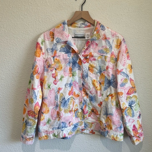 VTG Alfred Dunner Womens Large Butterfly Y2K Dainty Jacket 16 Plus Cotton Casual - Picture 1 of 9